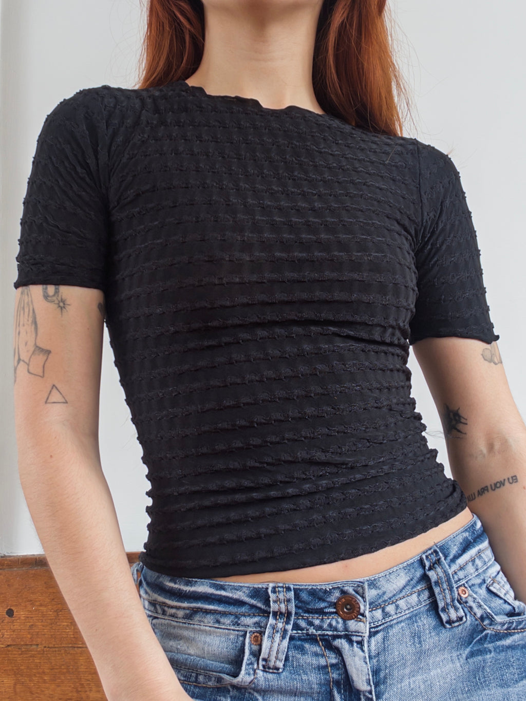 90s Black Textured Tee