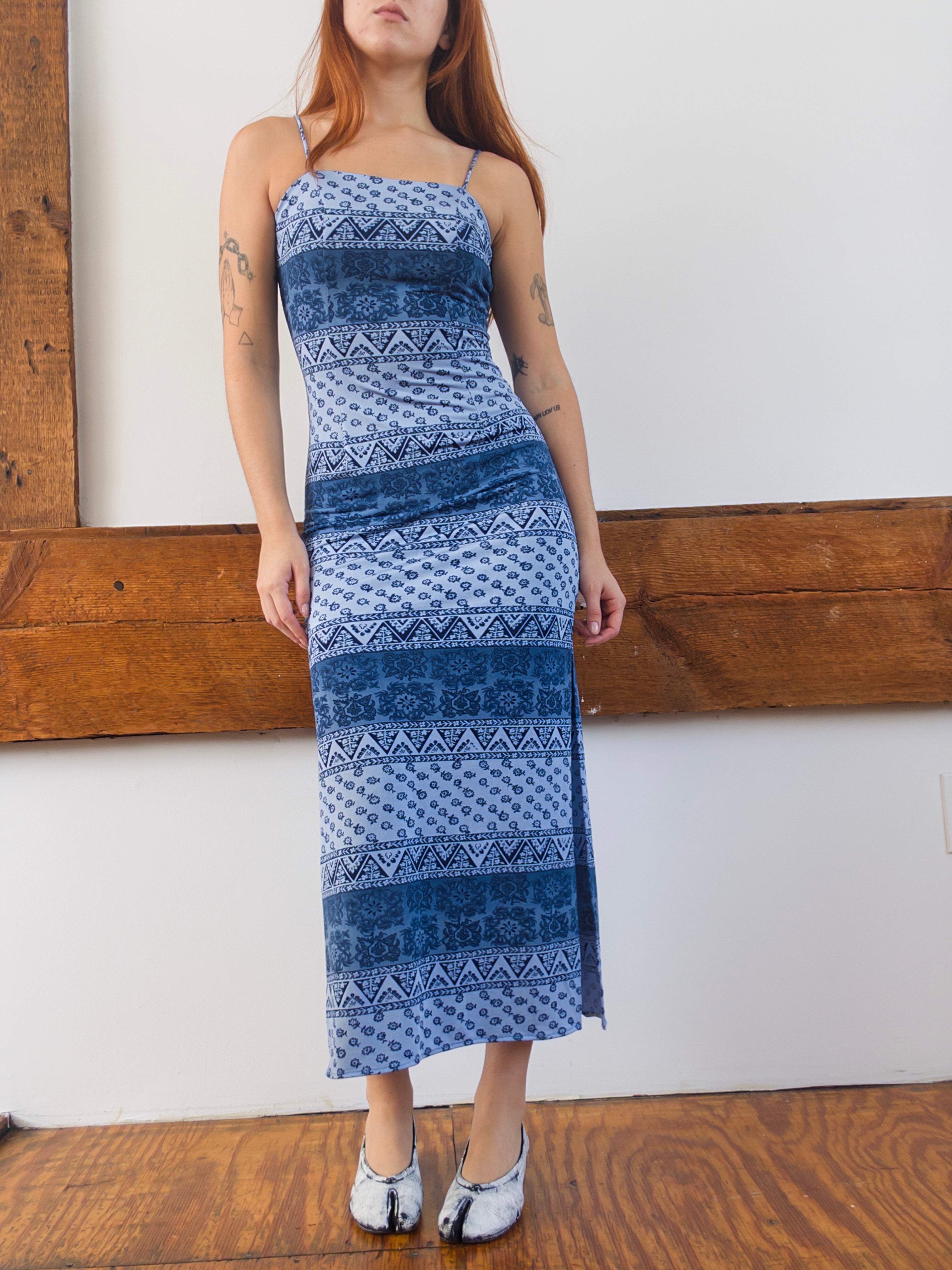 90s Printed Maxi Dress