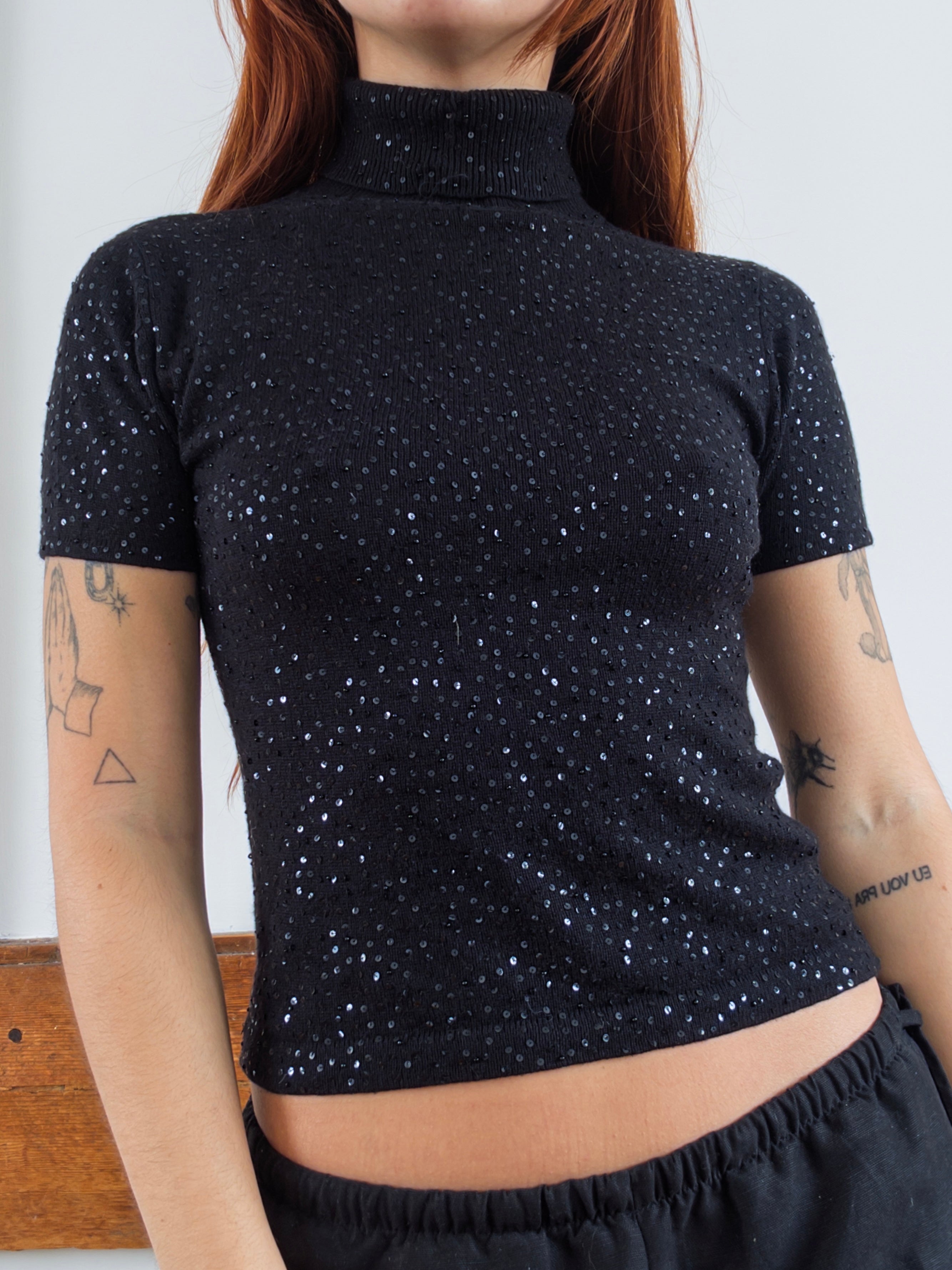Black Sequin Turtleneck