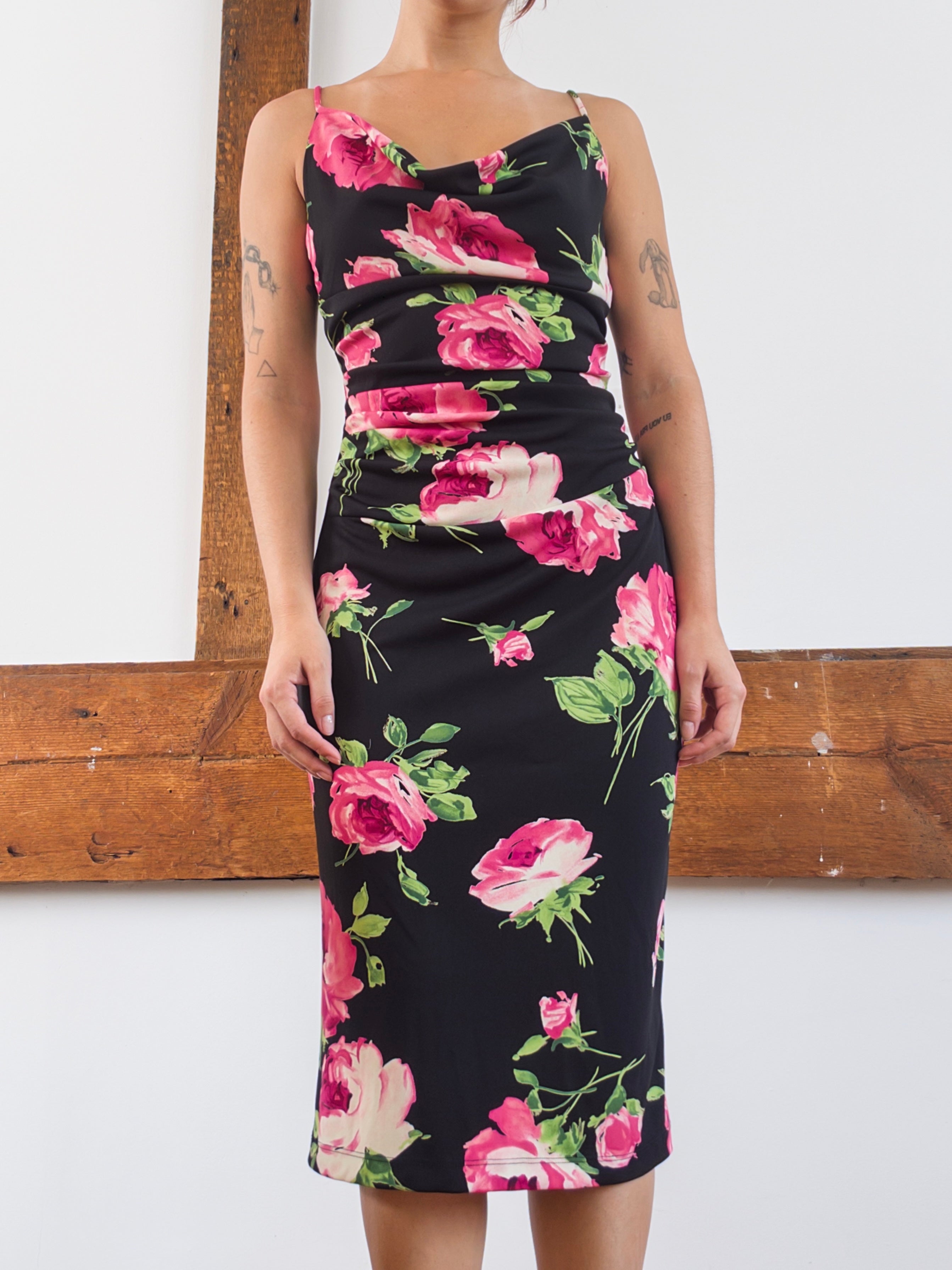 Floral Cowl Dress