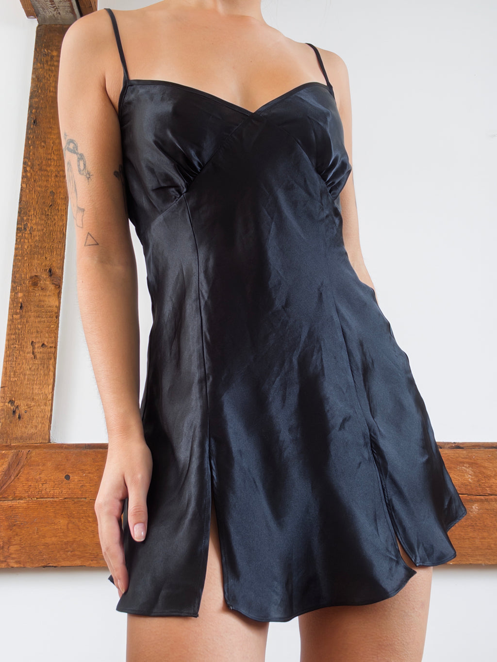 Black Satin Slip Dress