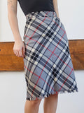 Grey Plaid Midi Skirt