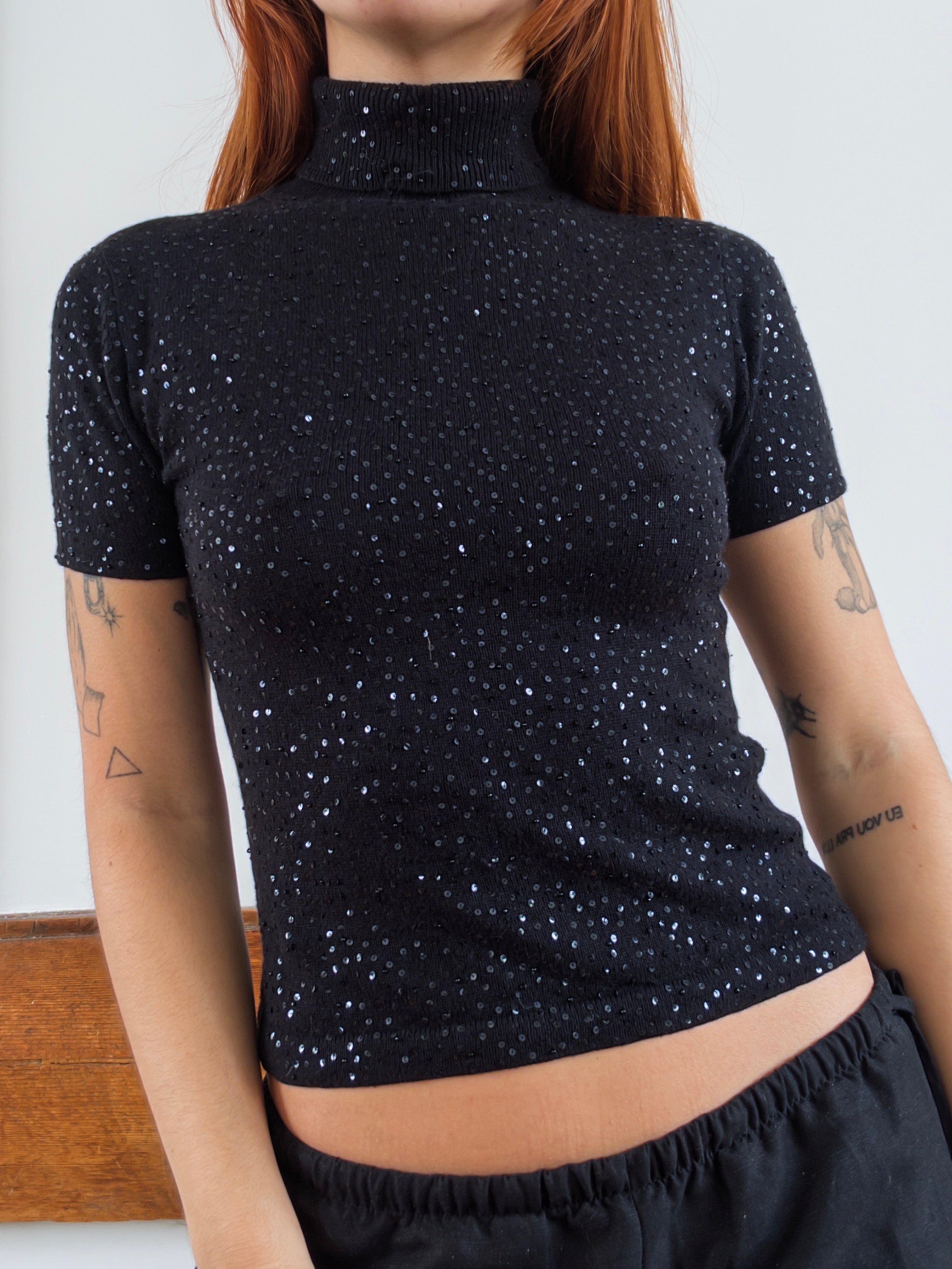 Black Sequin Turtleneck