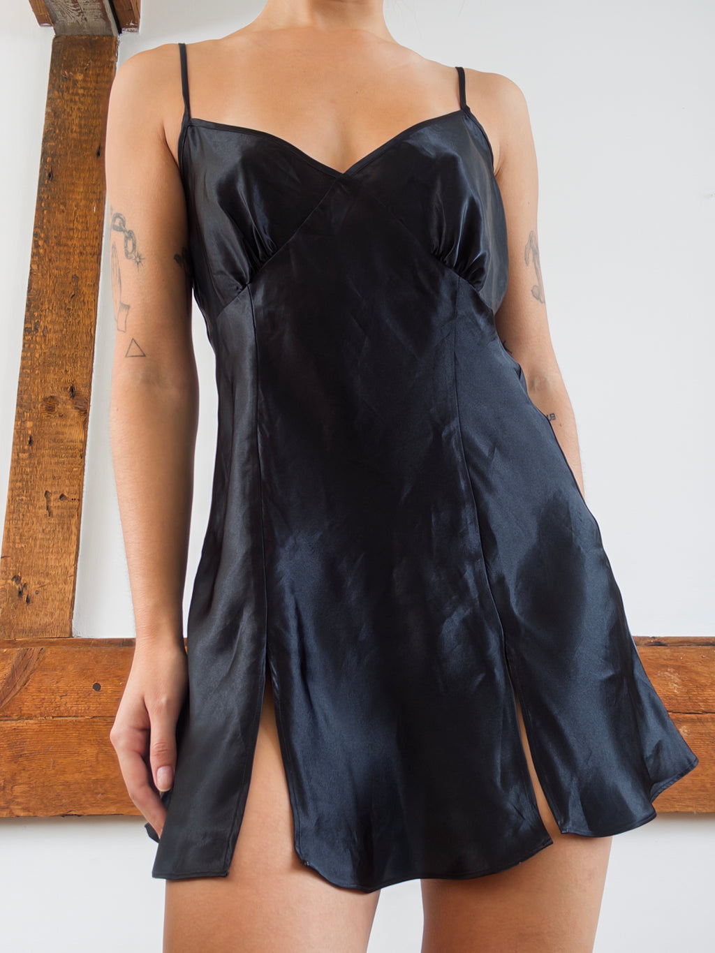 Black Satin Slip Dress