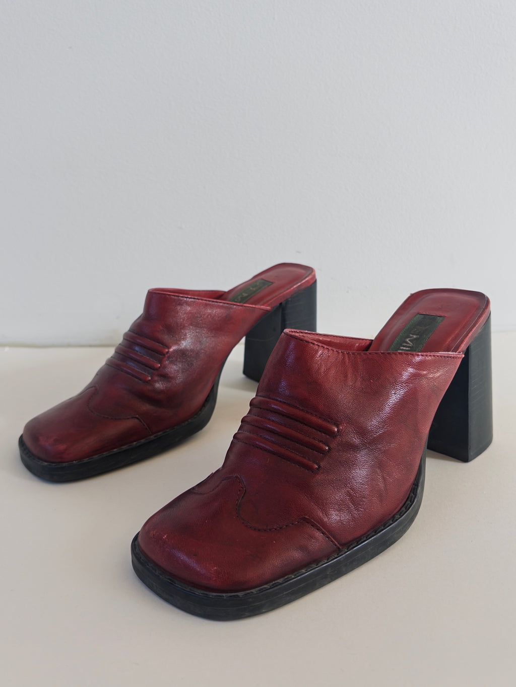 Red Leather Mules