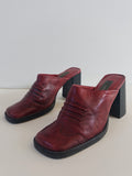 Red Leather Mules