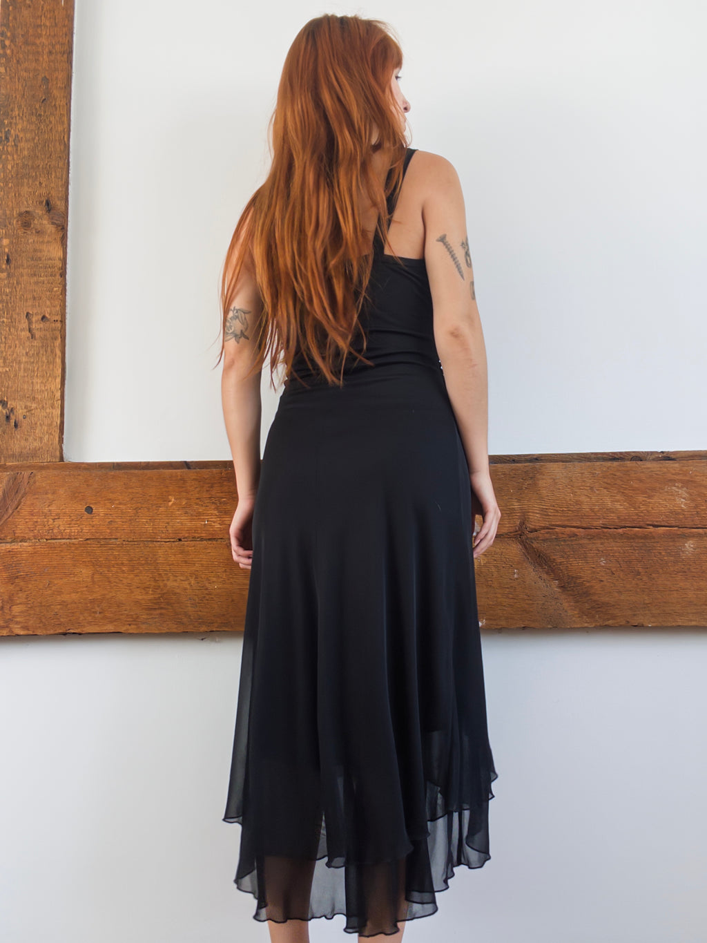 Y2K Black Gathered Midi