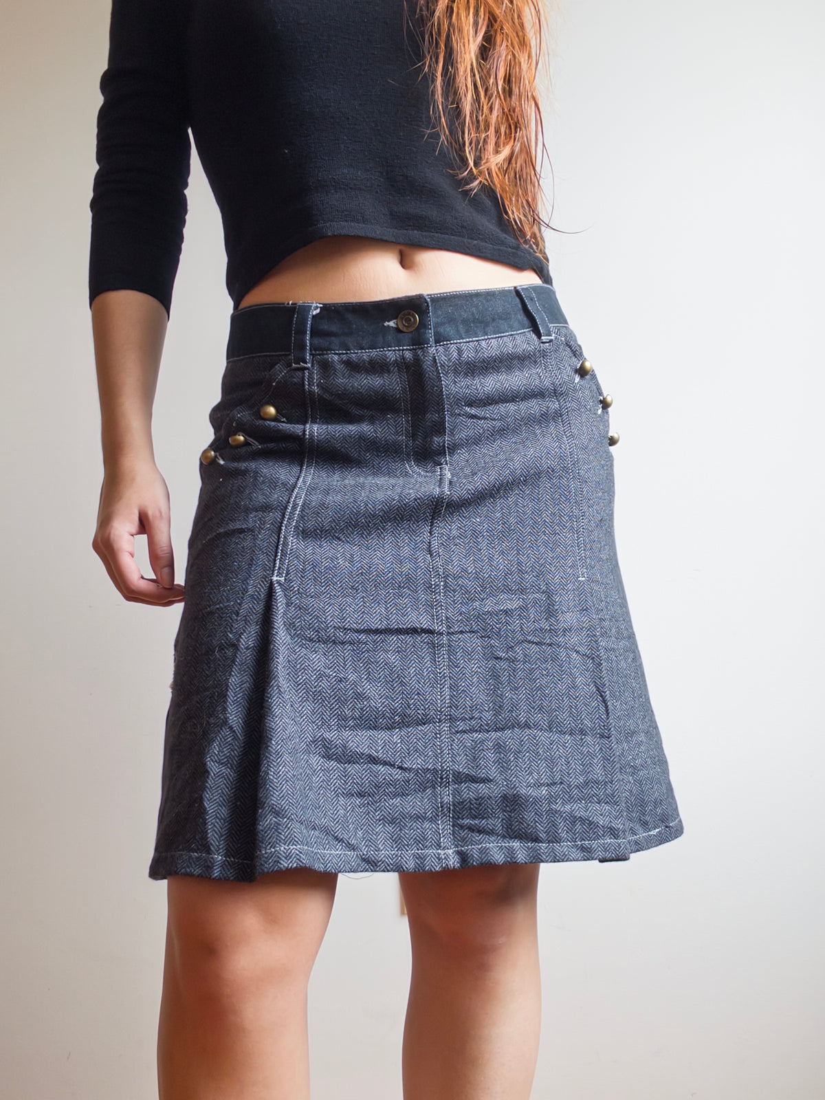 Herringbone Pleated Mini