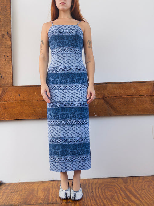 90s Printed Maxi Dress