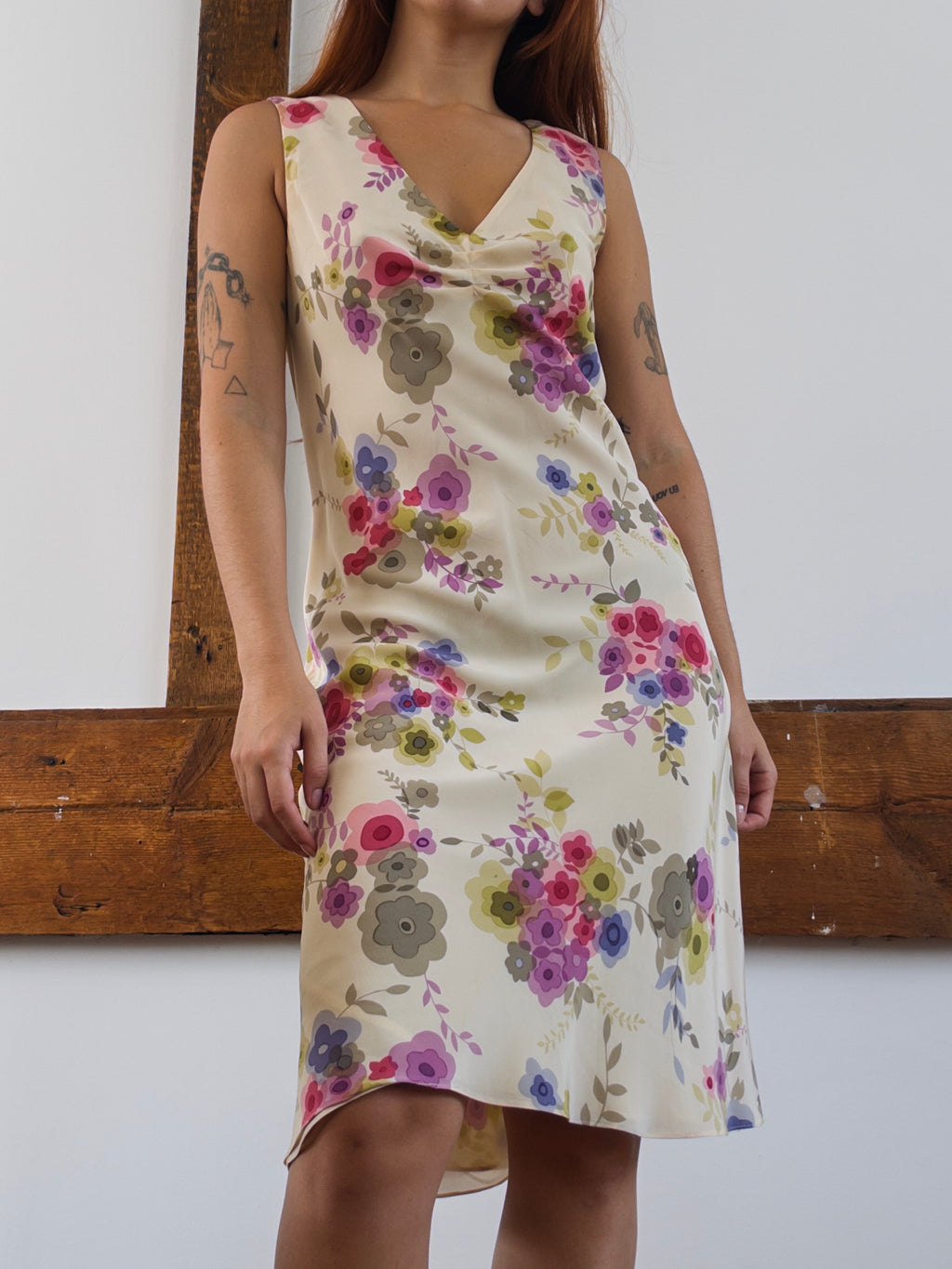 Silk Floral Midi Dress
