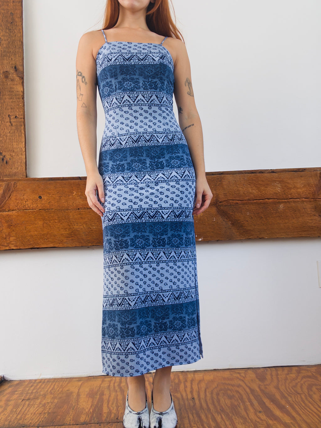 90s Printed Maxi Dress