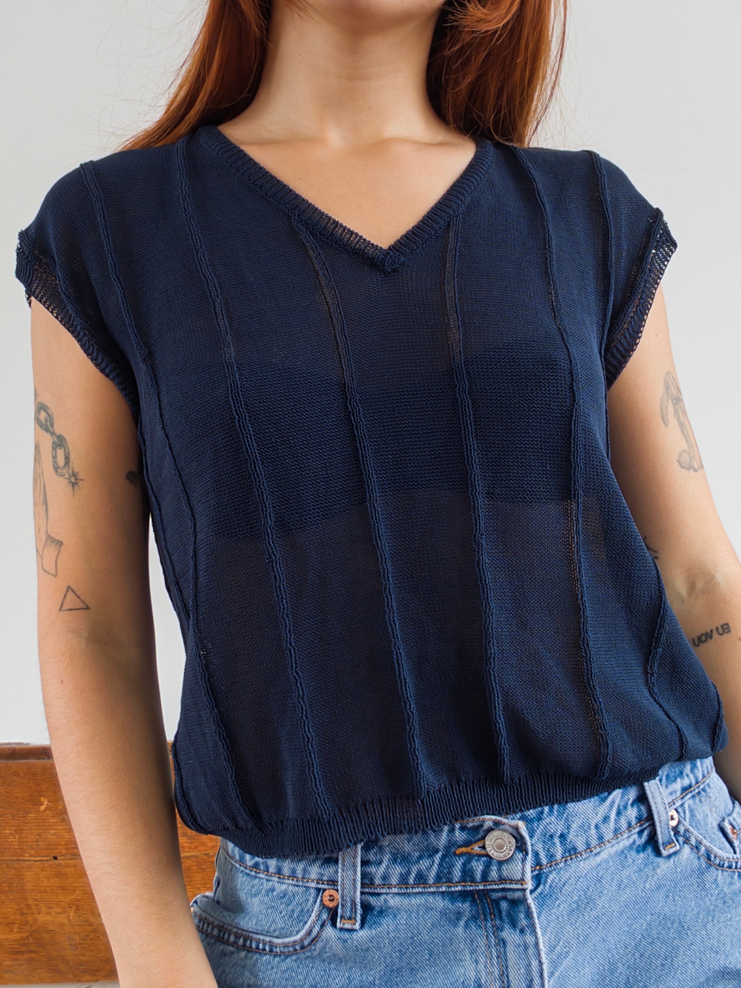 Navy Knit Tee