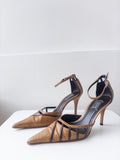 Carlos Brown Croc Heels