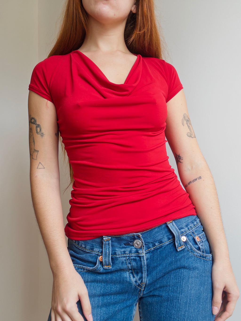 Red Cowl Top