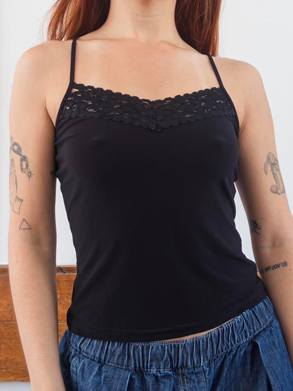 Slinky Lace Trim Tank
