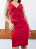 Red Beaded Midi Dress