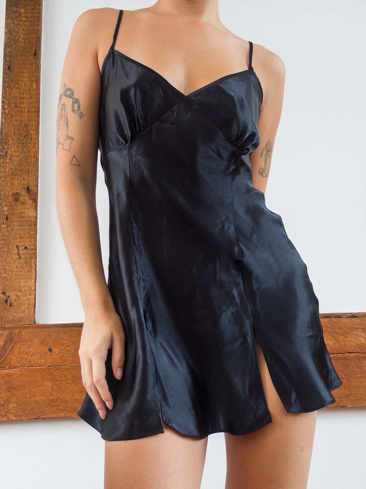 Black Satin Slip Dress