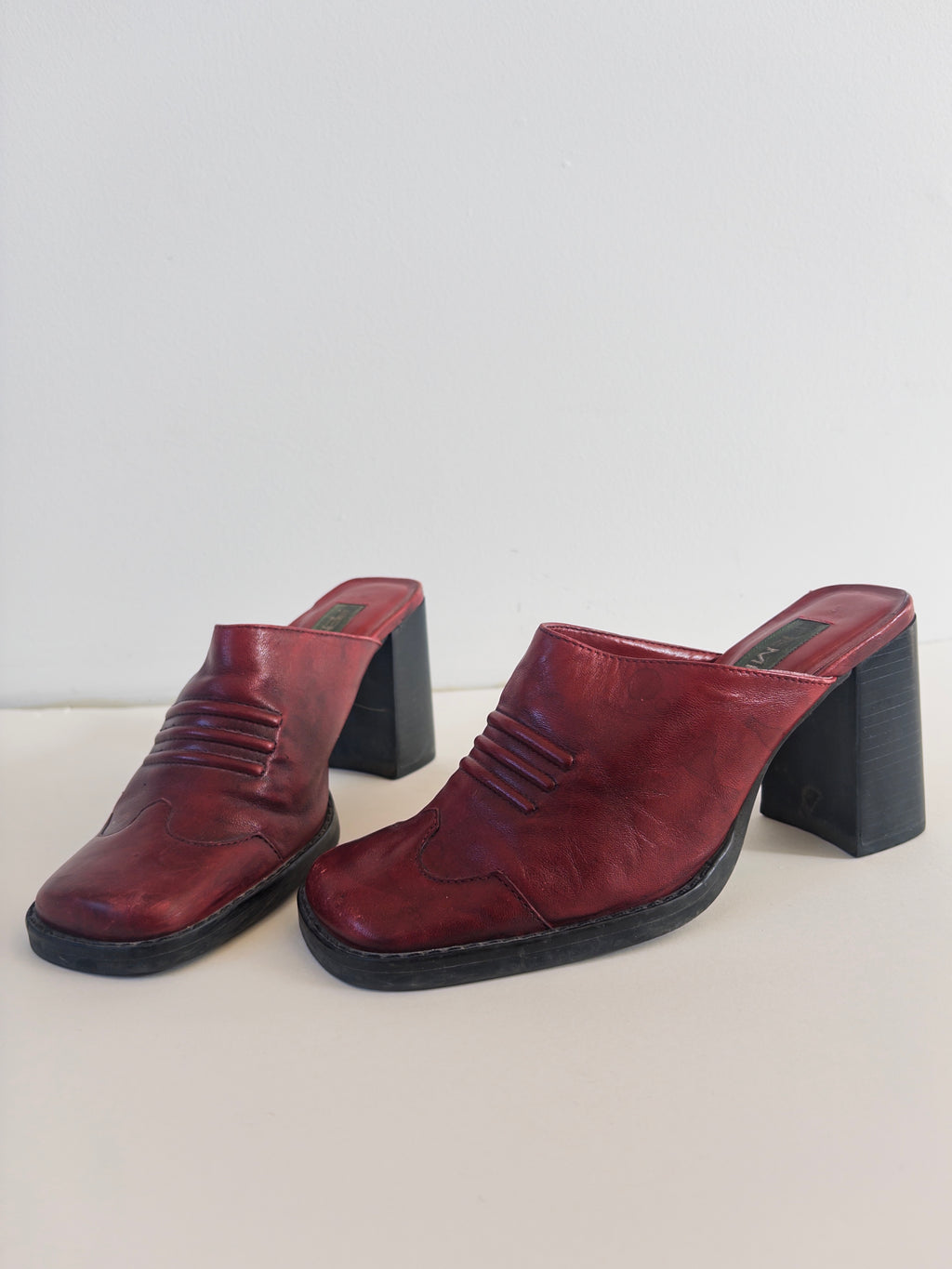 Red Leather Mules