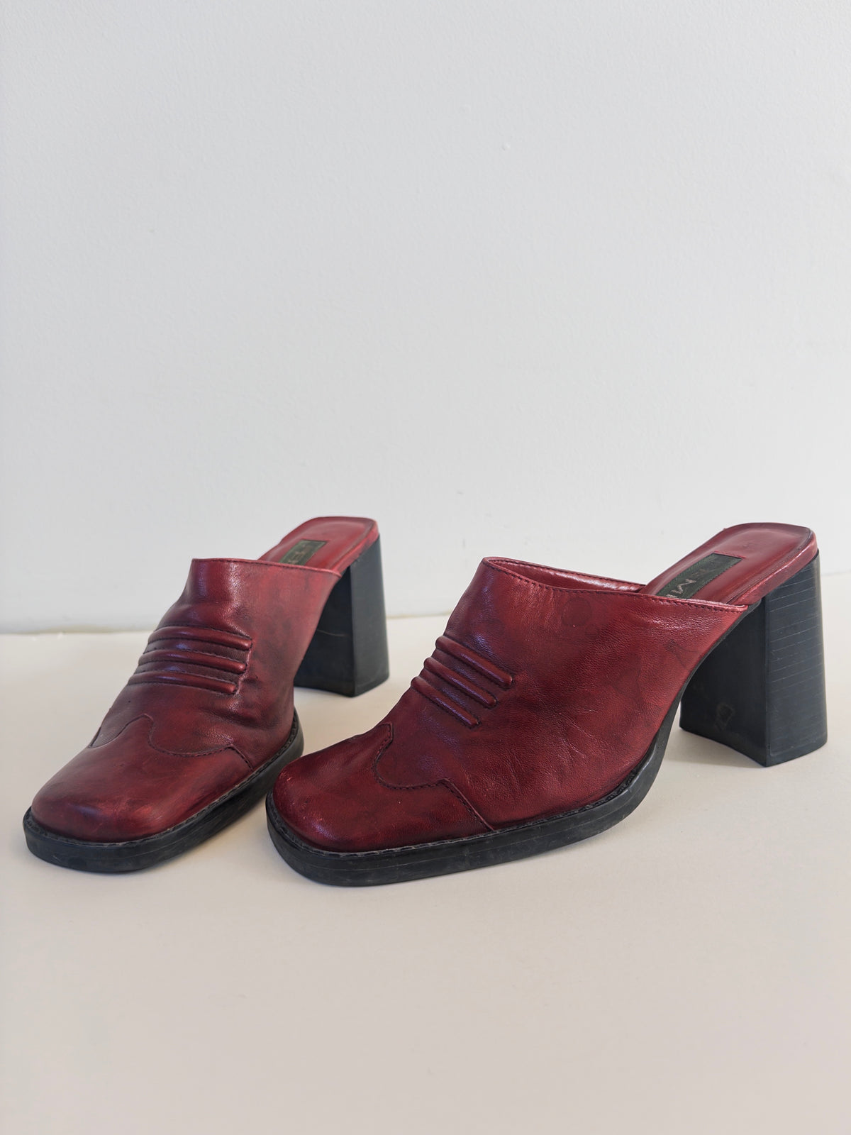 Red Leather Mules