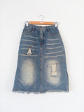Denim Distressed Midi