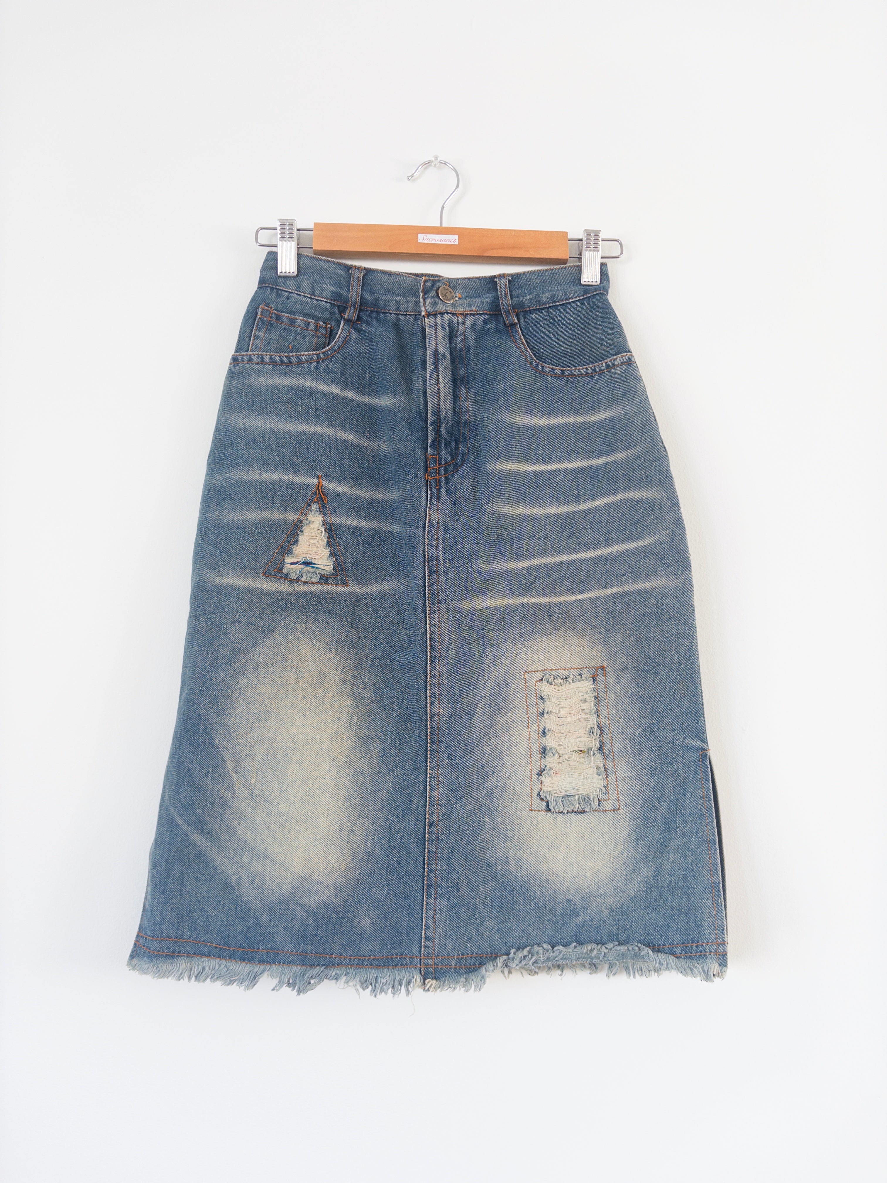 Denim Distressed Midi
