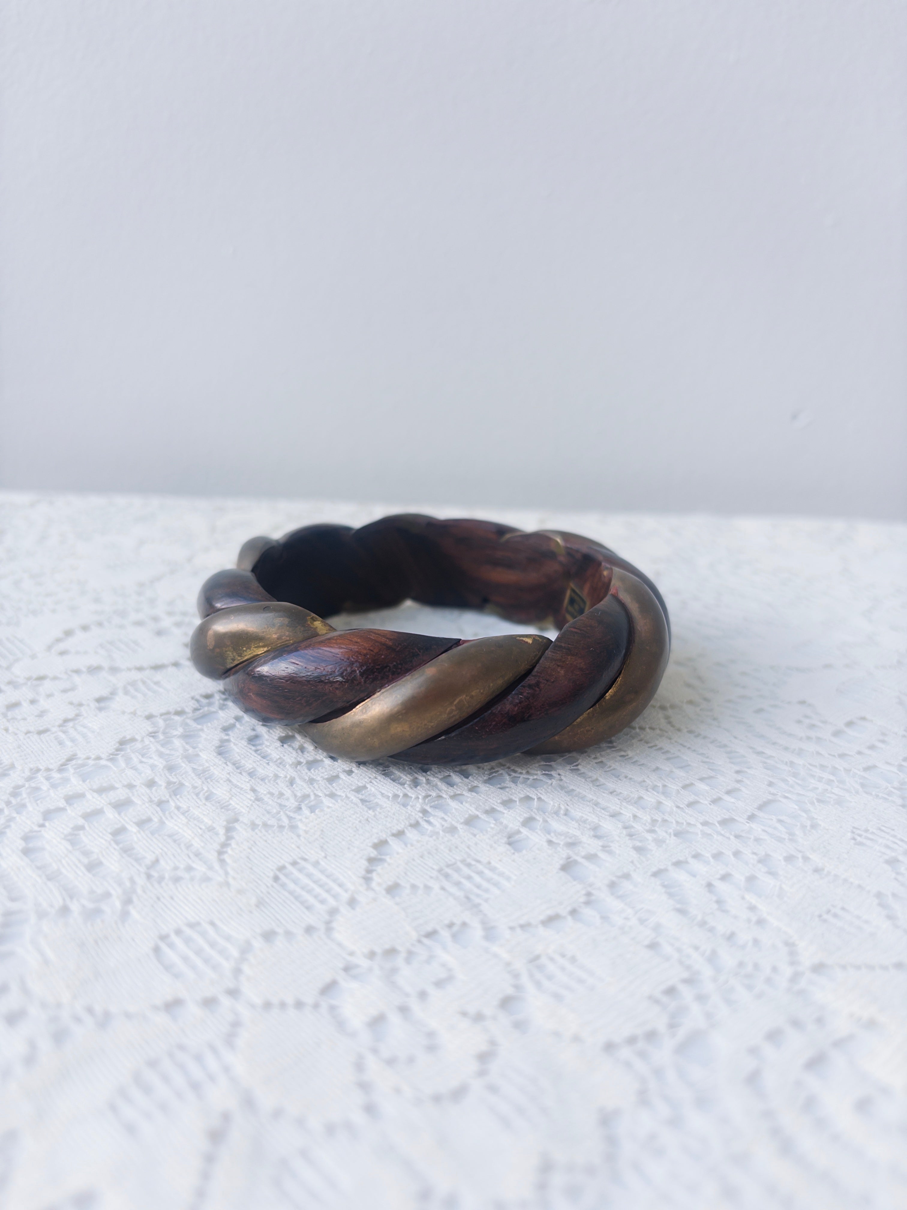 Wood + Metal Twist Bangle