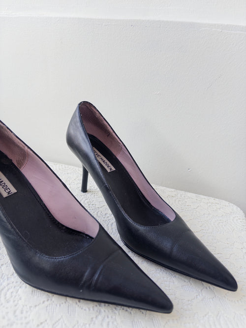 Black Leather Pumps